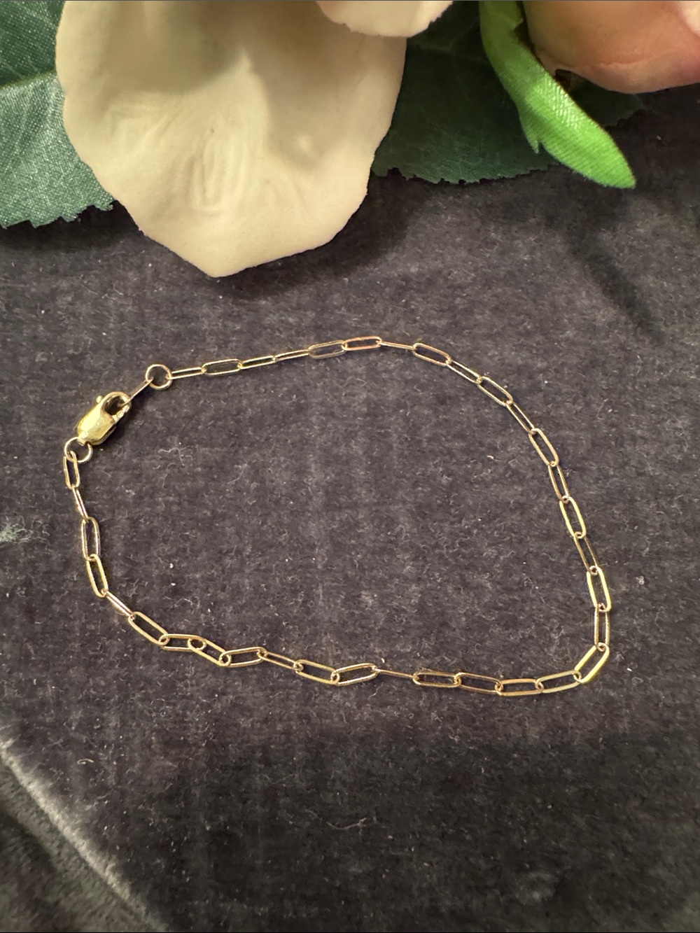 Delicate Solid 14k Yellow Gold 7” Paperclip Bracelet.